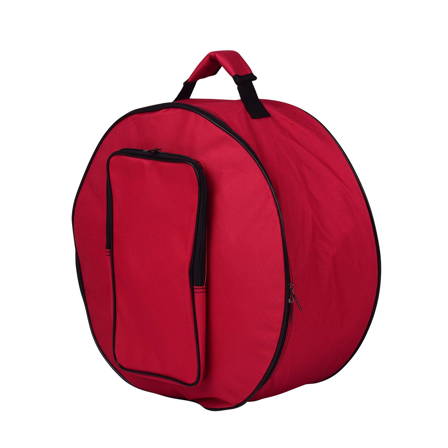 Black Snare Drum Rucksack Hülle, 14 -Zoll -Drum -Beutel mit Schultergurt Nylon Stoff, Außentaschen für Drum Sticks Musiklie Schütze Bequemer Trage (Rot)