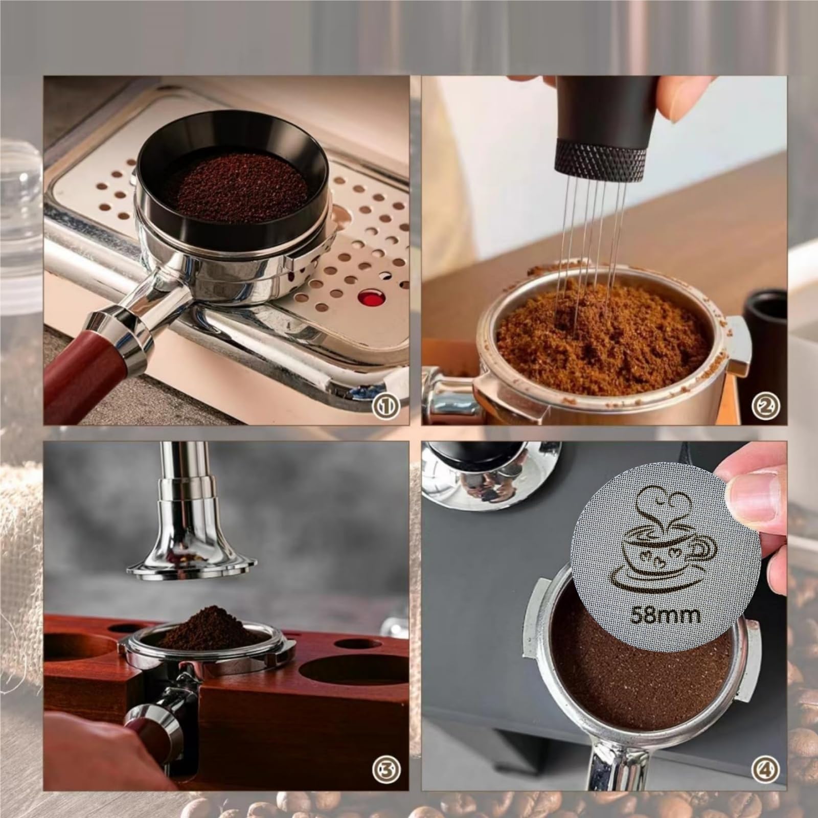 Pantalla de disco espresso de 58 mm, pantalla de filtro de espresso de 1,7 mm de grosor, accesorios de espresso de acero inoxidable 316 para portafiltro de máquina de espresso