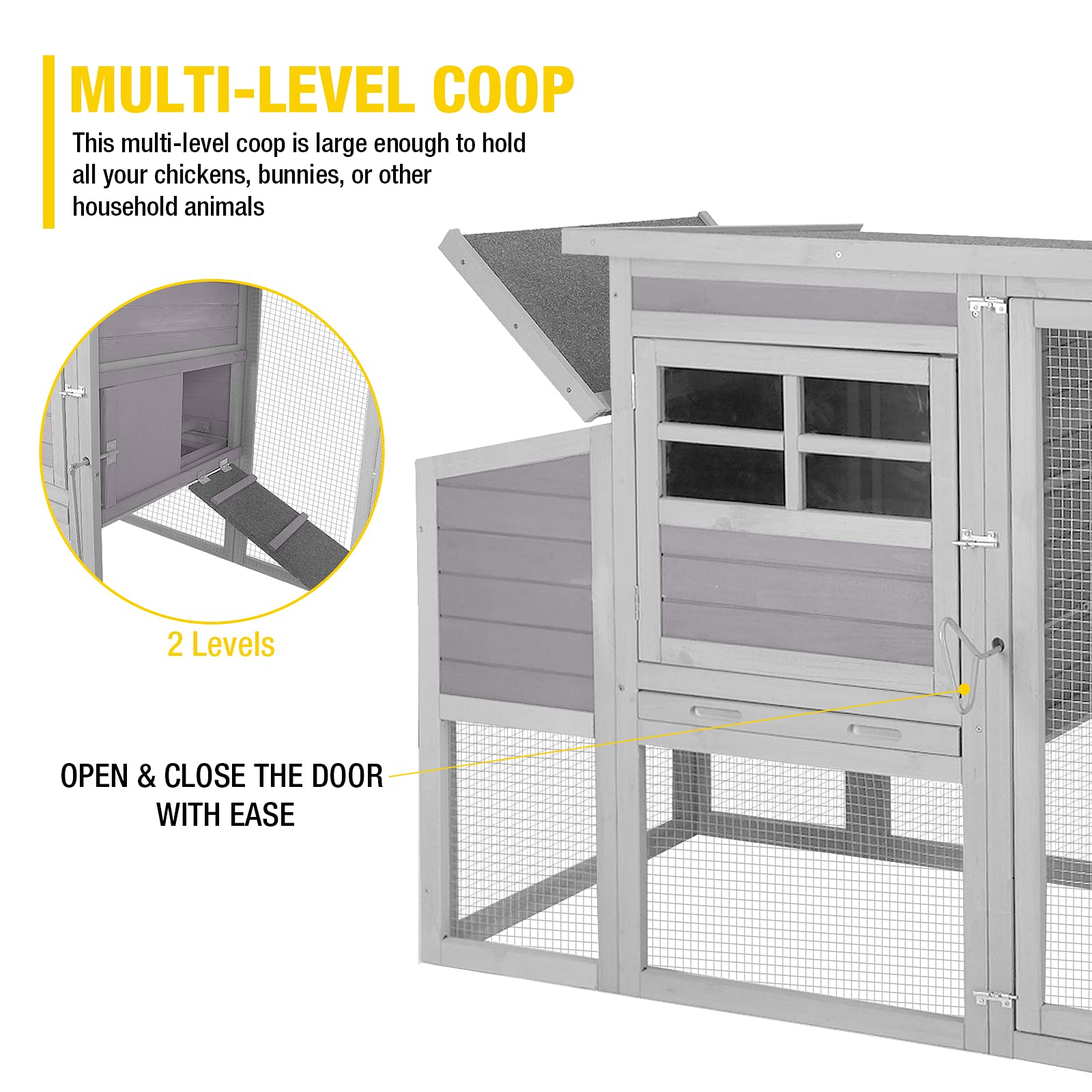 Buy Outdoor Wooden Chicken Coop Hen House, MultiLevel Poultry Cage w