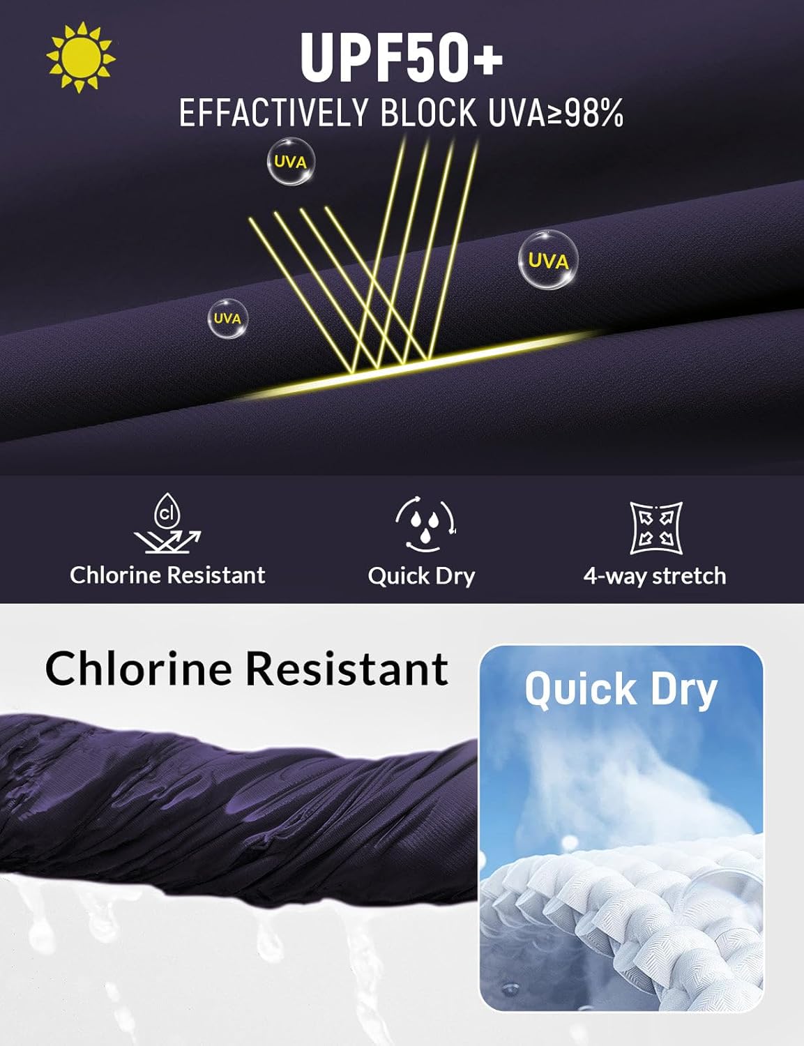 baleaf Women's 4" High Waisted Swim Board Shorts Quick Dry UPF50+ with Zipper Pockets