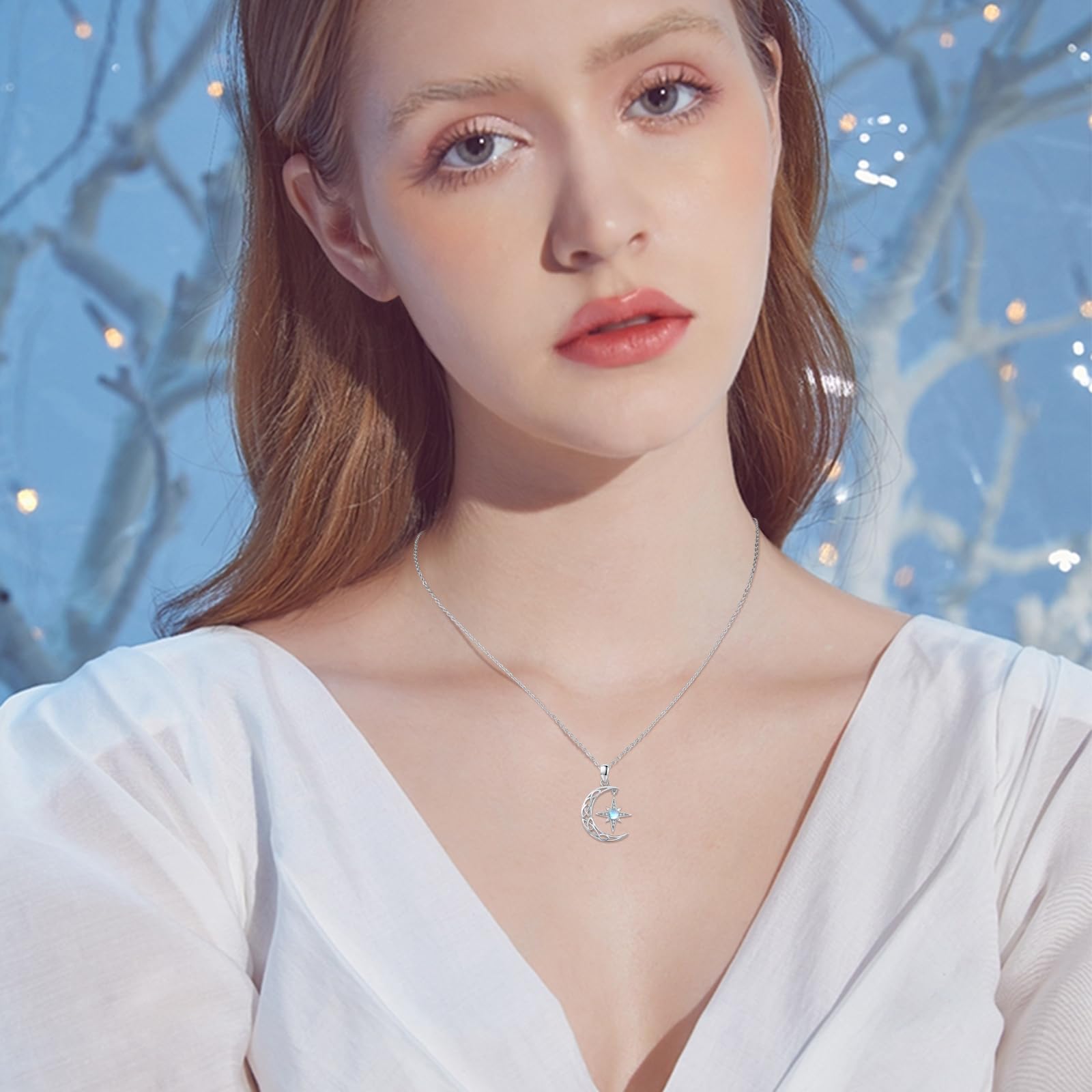 REDSUN Cadena de sol de plata de ley 925 ópalo/piedra lunar, collar de sol, colgante de oro, joyas chapadas en oro para mujeres, niñas, regalos