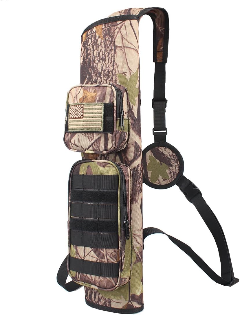 KRATARC Archery Back Arrows Quiver Bag with Molle System and Pockets for Hunting Shooting Target Practice (Black- molle Design) : Sports & Outdoors