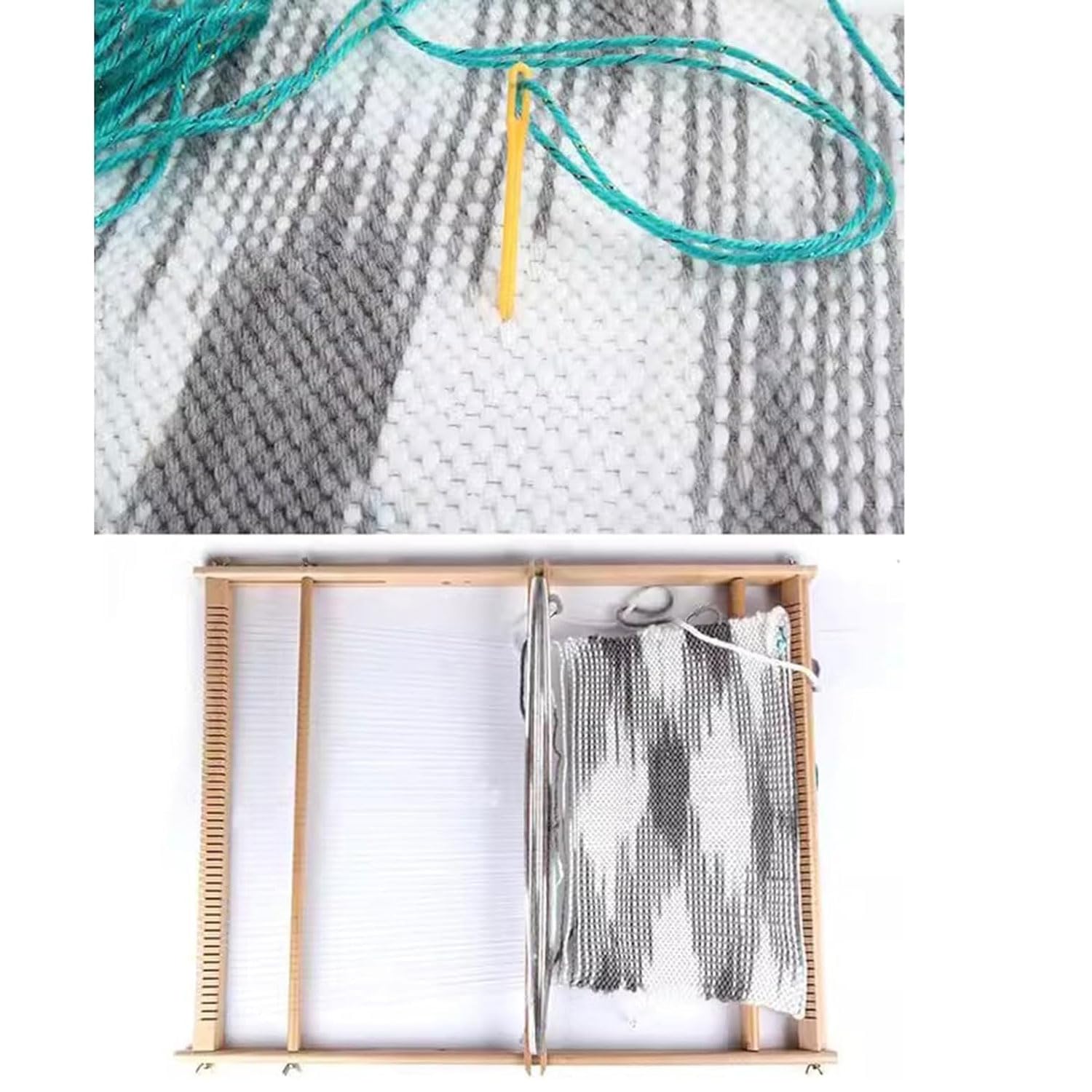 Wollspinnmaschine für den Unterricht, Holz Abnehmbarer Handwebstuhl für DIY, Tragbare Tapisserie Strickmaschine für Anfänger und Kinder