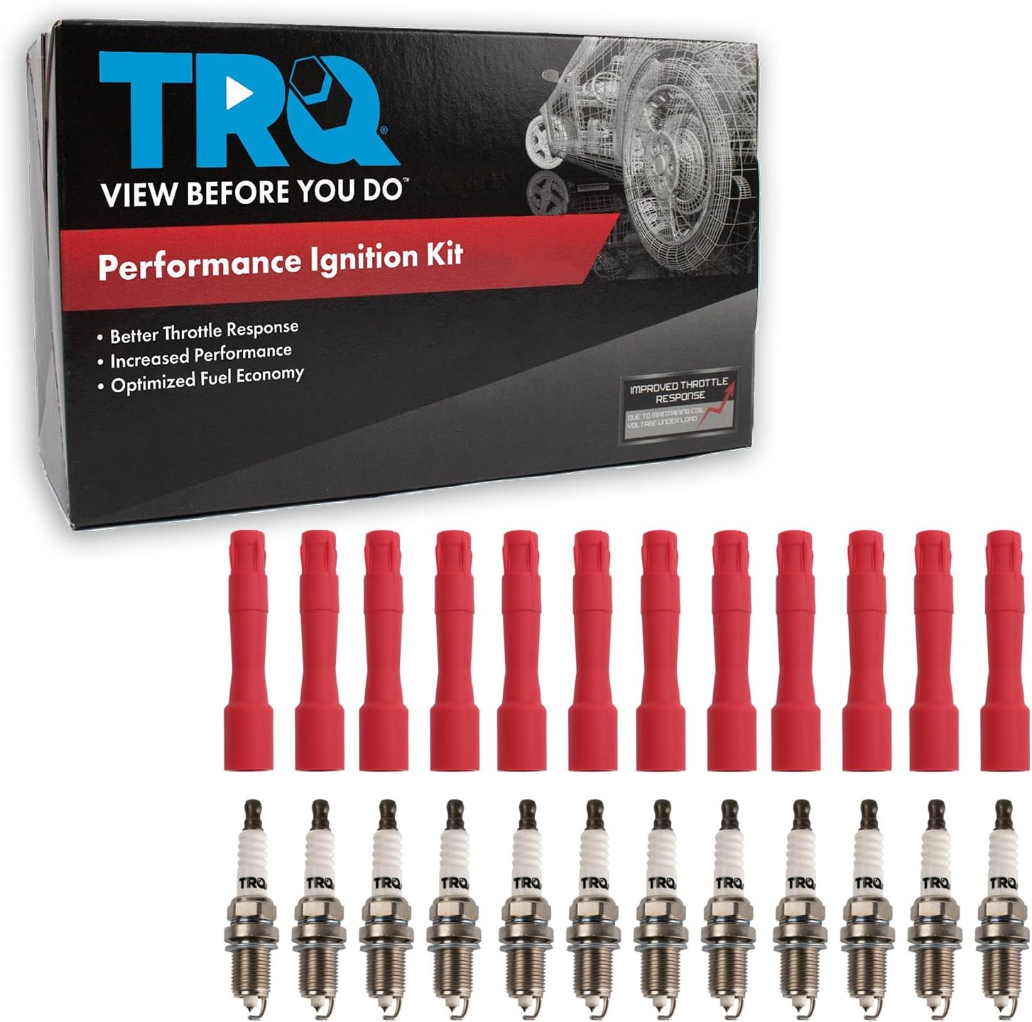 TRQ Ignition Coil and Spark Plug Kit 24 Piece Compatible with 1996 BMW 850Ci