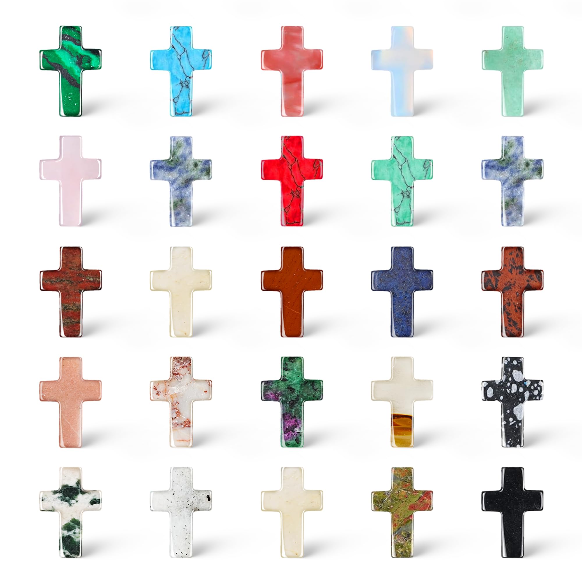 View 1 of Ayitowis Natural Crystal Cross Stones (25 Pcs)