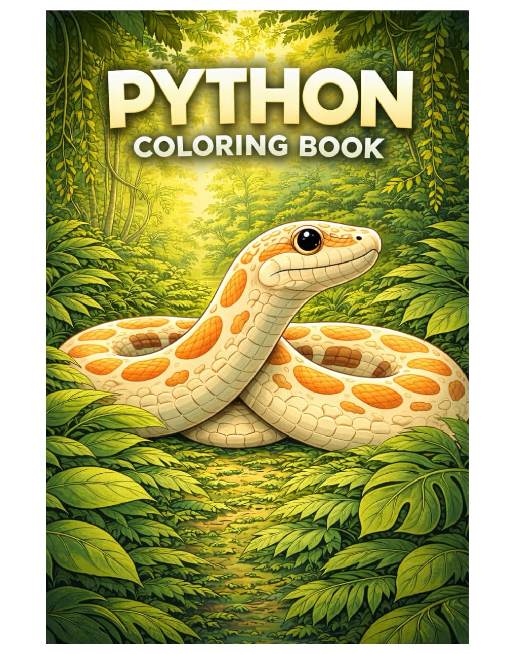 Python Coloring Book: 50 Fascinating Python Snake Designs in Lush Jungle Scenes – For Kids, Teens and Adults