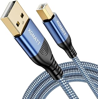 XGMATT Cable de impresora USB 2 m, cable USB A a USB B, cable USB 2.0 tipo B, escáner de alta velocidad, compatible con Lexmark, Dell, HP, Canon, Epson, Xerox, Brother, DAC y más, color azul