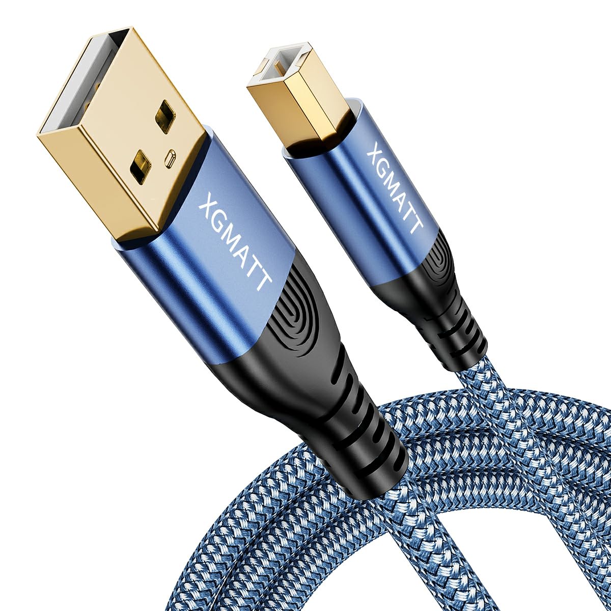 USB-Druckerkabel 3M,USB A auf B Drucker Kabel l Hochgeschwindigkeits-Scanner kompatibel mit Lexmark, Dell, HP, Canon, Epson, Xerox, Brother, DAC und mehr, Blau