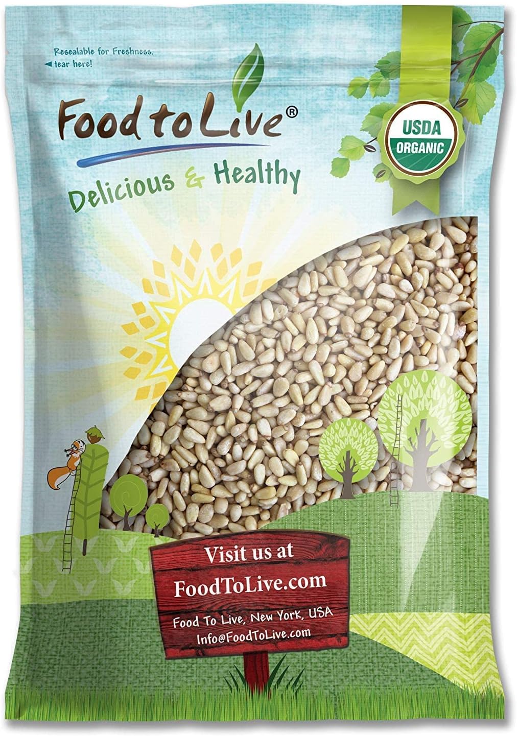 Organic Pine Nuts, 8 Pounds – Non-GMO, Whole Raw Pignolias, Unsalted, No Shell, Vegan, Kosher, Bulk Snack. Rich in Vitamin E, Protein. Great for Pesto, Salads, Homemade Desserts, and as a Topping.