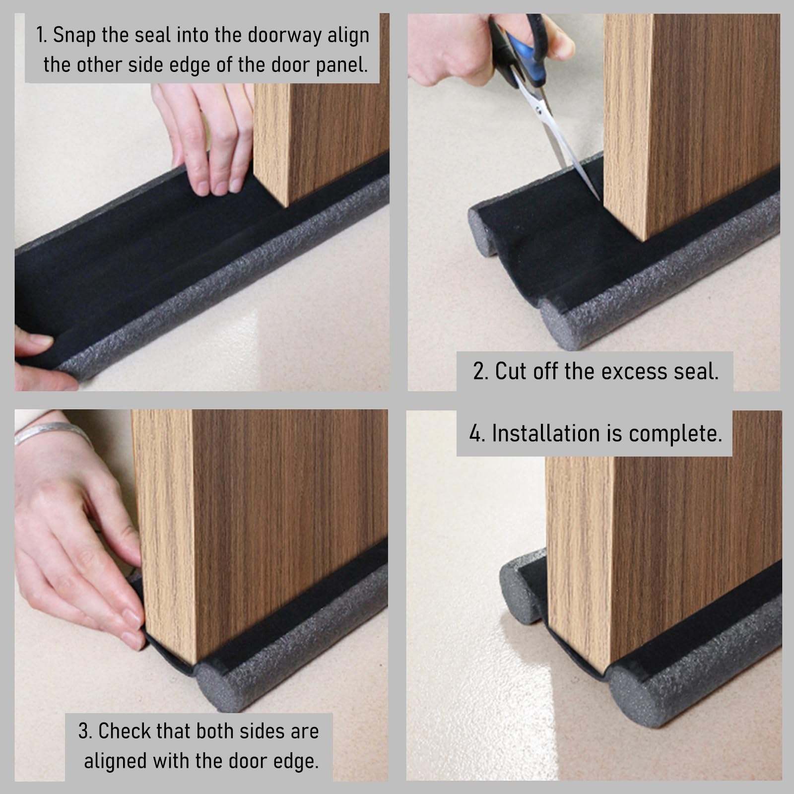 Paraspifferi per Porte Striscia di tenuta inferiore per porta da 93 cm, antirumore, sotto la porta, paraspifferi, resistente alle intemperie, 1 2 3, 4, confezione da 5, impermeabile per(Black,5 pcs)