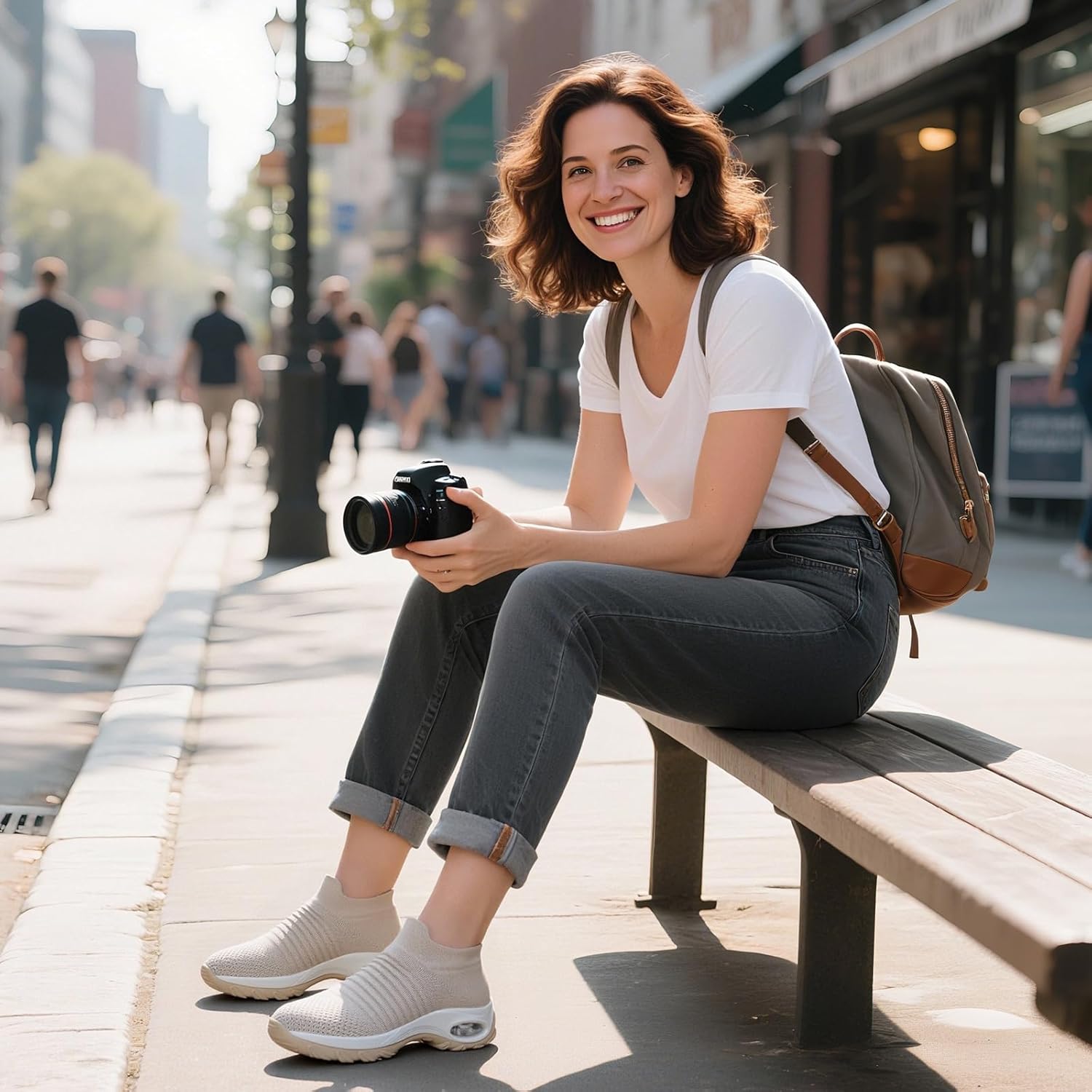 STQ Walking Shoes Women Slip on Sneakers Non Slip Work Arch Support Tennis Plantar Fasciitis Orthopedic Breathable Mesh Comfortable Ladies Nursing - Image 2