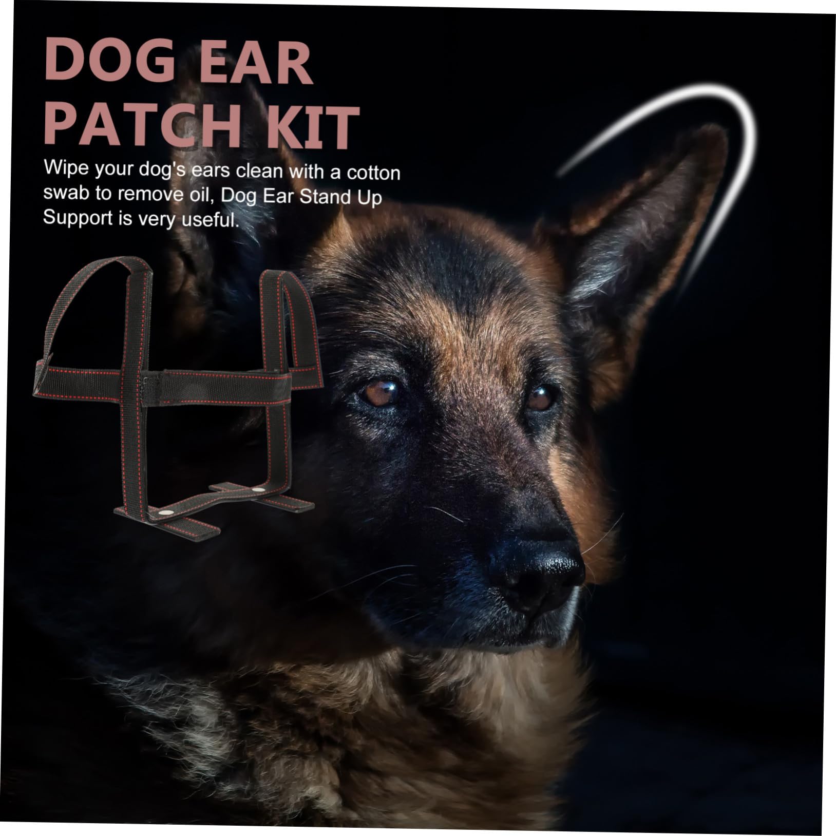Soporte Pequeños de Poliéster para Orejas Perro de Negro Herramienta Conveniente Kit Simple y Colocar Grandes Cachorro Perros