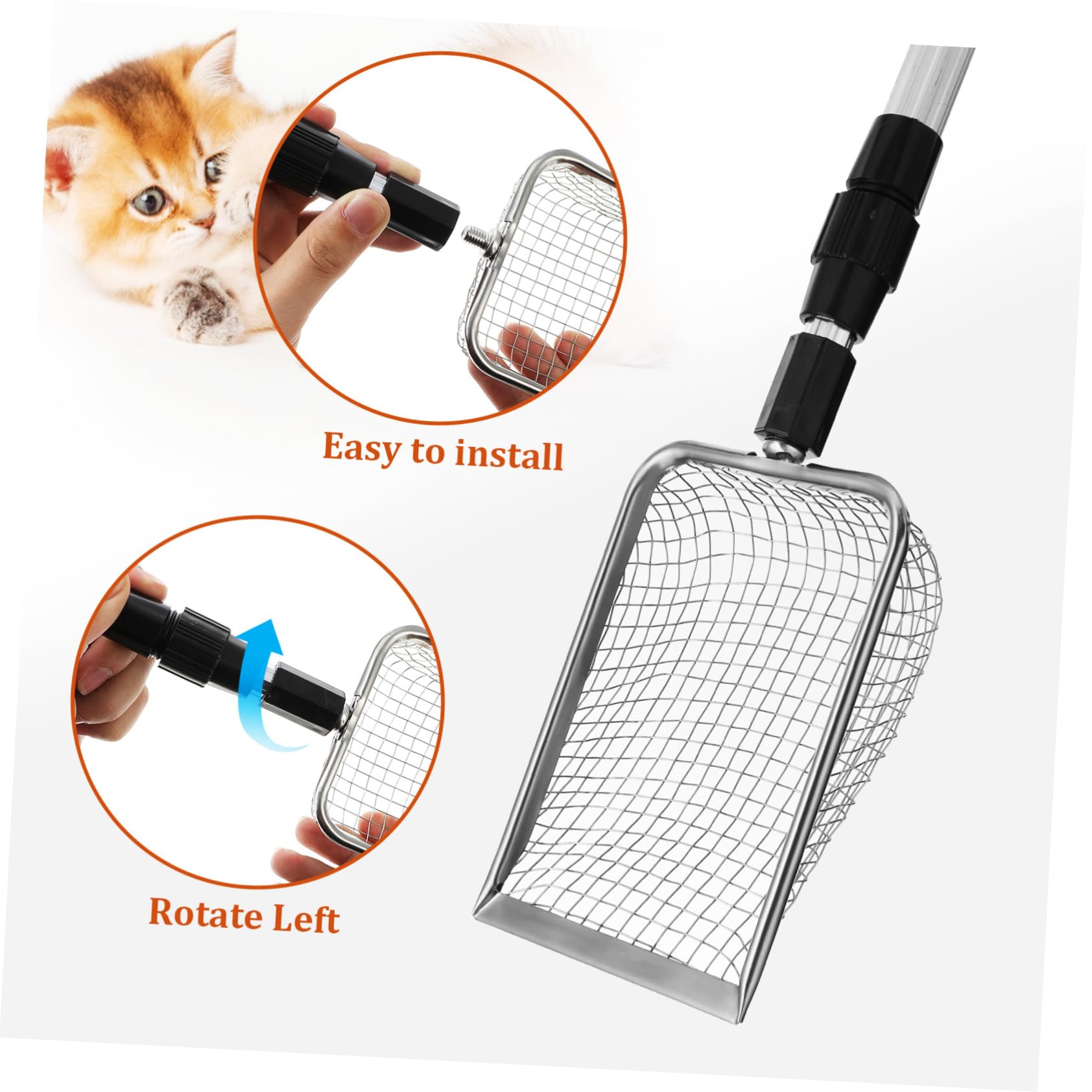 TOYANDONA 2 Pièces Pelle à Litière pour Chat Acier Inoxydable Lot Poignée Tamis à Litière Durable Nettoyage Pratique et Stockage Suspendu