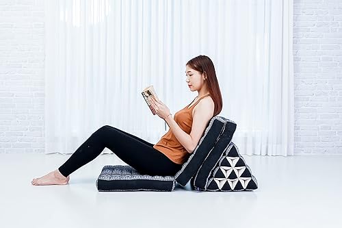 Miniatura 4 de LEEWADEE Tapete de 3 pliegues con cojín triangular, cómoda almohada de TV, colchón plegable con cojín hecho de kapok ecológico, 67 x 21 pulgadas,