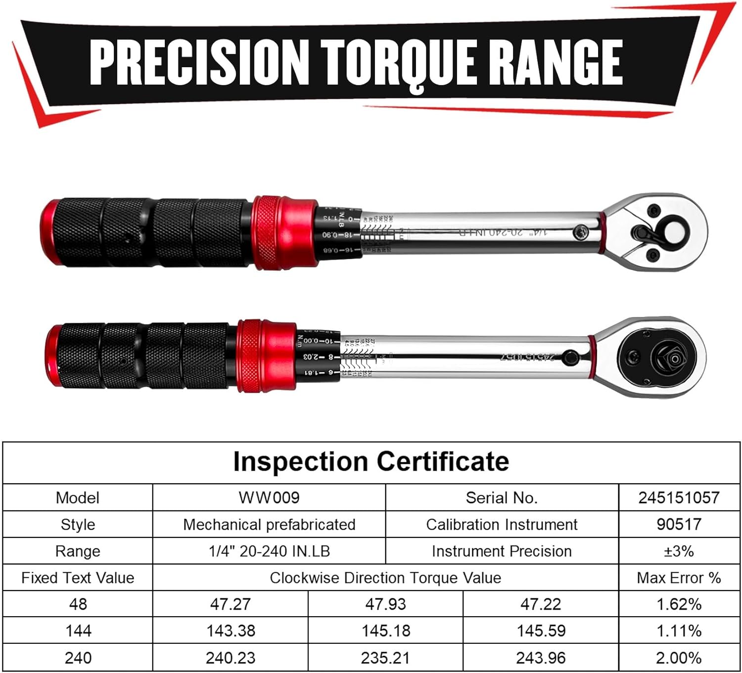 YIYITOOLS 27Pcs 1/4 Inch Drive Click Torque Wrench Set, Bike Maintenance Kit with Bit Sockets, Adapter, Universal Joint & Extension Bar, 2.3-27.1NM (20-240IN.LB) ±3% Precision