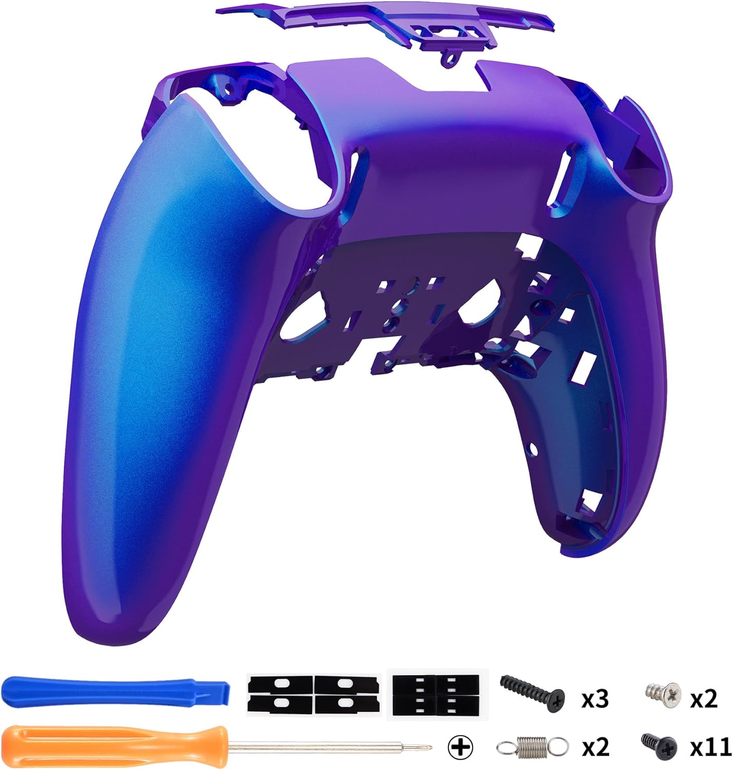 eXtremeRate Custom Back Plate Bottom Shell Compatible with ps5 Edge Controller, Chameleon Purple Blue DIY Replacement Back Shell Cover Compatible with ps5 Edge Controller - Image 4
