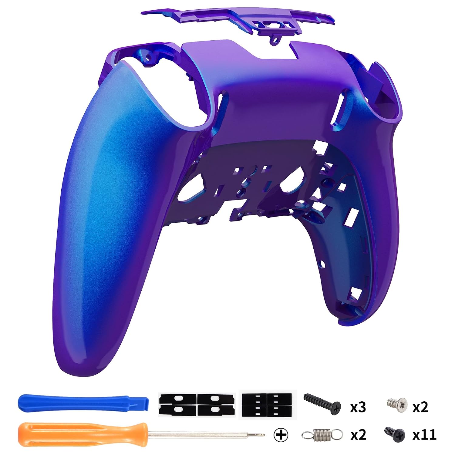 eXtremeRate Custom Back Plate Bottom Shell Compatible with ps5 Edge Controller, Chameleon Purple Blue DIY Replacement Back Shell Cover Compatible with ps5 Edge Controller