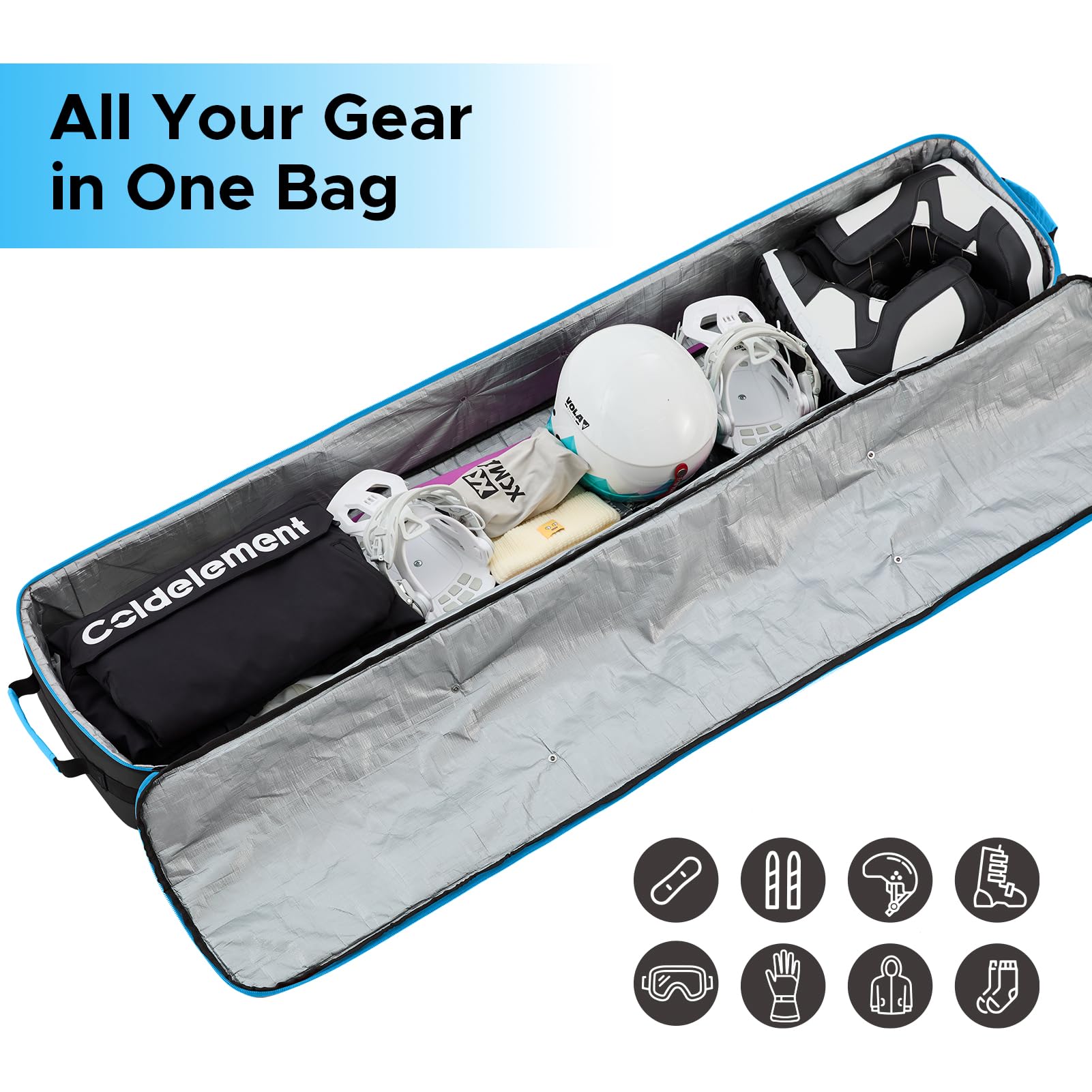 XCMAN Snowboardtasche für Flugreisen – vollständig gepolsterte Skitasche wasserdichte Snowboardtasche für Reisen Snowboardstiefel