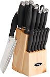 Oster Lindbergh 14 Piece Stainless Steel Cutlery Set Black Block, Teal Handles,Teal/Black