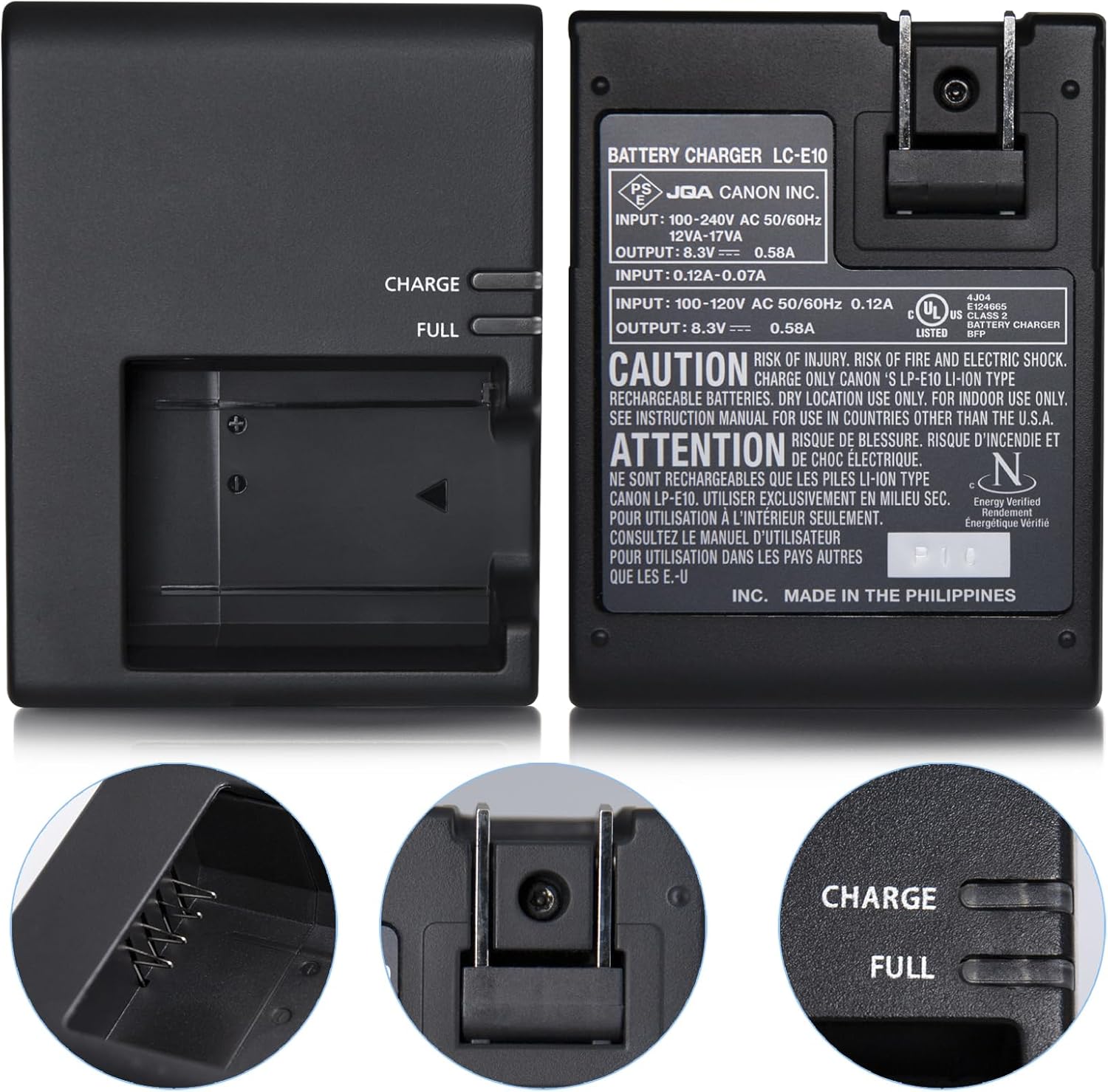 LC-E10E Quick Charger for Canon: LP-E10 LC-E10 LC-E10C Compatible Battery EOS 1100D 1200D 1300D 1500D 2000D 3000D 4000D kiss X50 X70 X80 X90 Rebel T3 T5 T6 T7 T100 DSLR Digital Camera (Black)