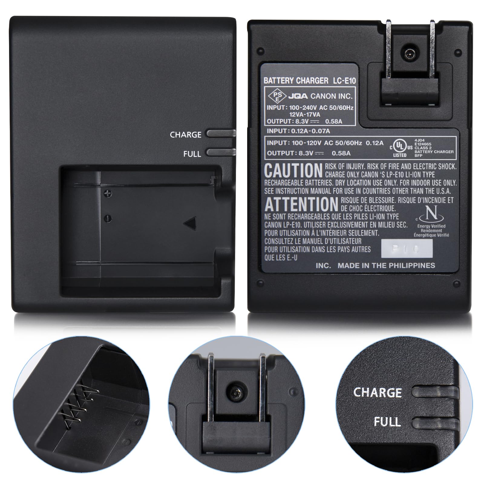 Canon LP-E10 Schnellladegerät – Kompatibel Mit EOS 1100D, 1200D, 1300D, 1500D, 2000D, 3000D, 4000D, Kiss X50-X90, Rebel T3-T7 & T100