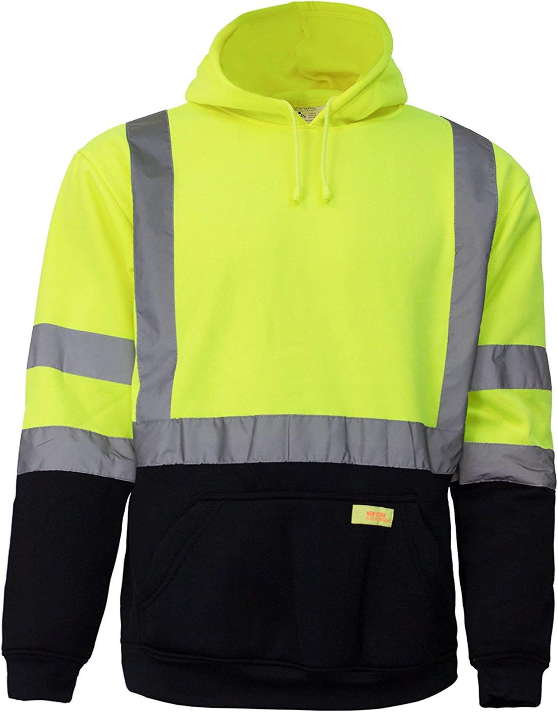 New York Hi-Viz Men's Class 3 Safety Hoodie - High Visibility Reflective Sweatshirt for Construction & Heavy-Duty Workwear
