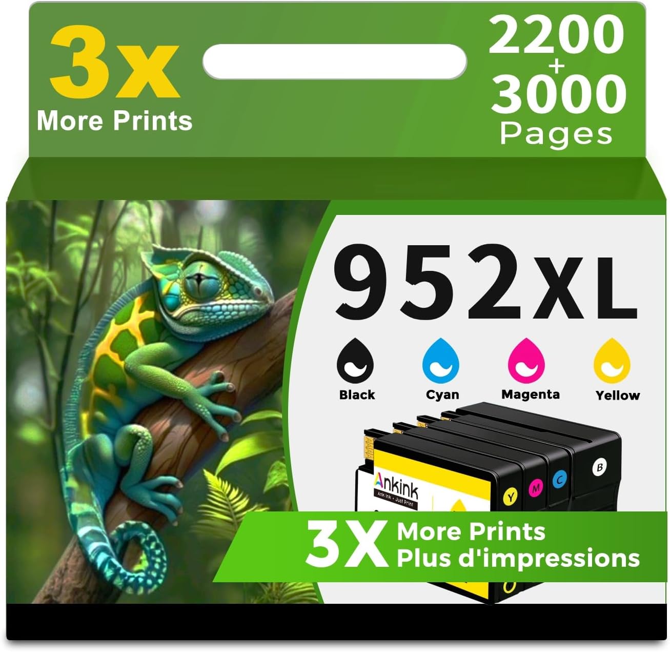 952xl Ink Cartridges Black Tri-color Combo Pack Compatible Replacement for HP 952 XL Work with Officejet Pro 8710 7740 Printers 8720 8702 8210 7720 8715 8730 8740 8216 8725 8700 8200 7730(4-Pack)
