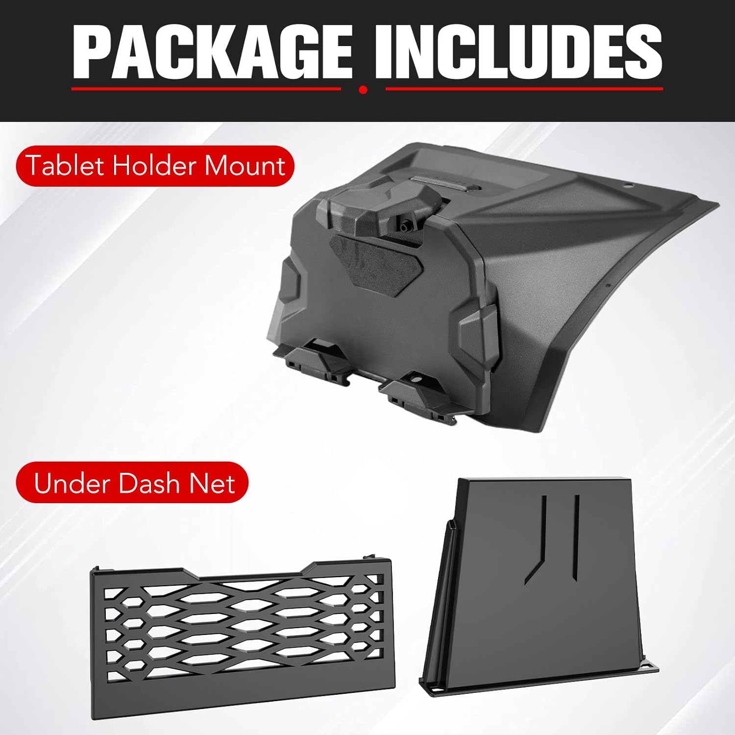 HAKA TOUGH Tablet Holder&Under Dash Net for KRX 1000, Electric Device Phone Ipad GPS Storage Mounts, Dashboard Mesh Plate for Kawasaki Teryx KRX 1000 2020-2023 Accessories,Replace OEM#99994-1340