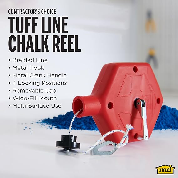 MD Building Tuff LineTM Contractor Chalk Reel, Red, 100ft