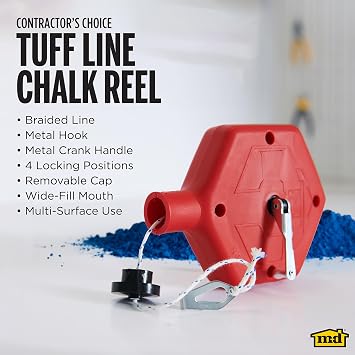 MD Building Tuff LineTM Contractor Chalk Reel, Red, 100ft