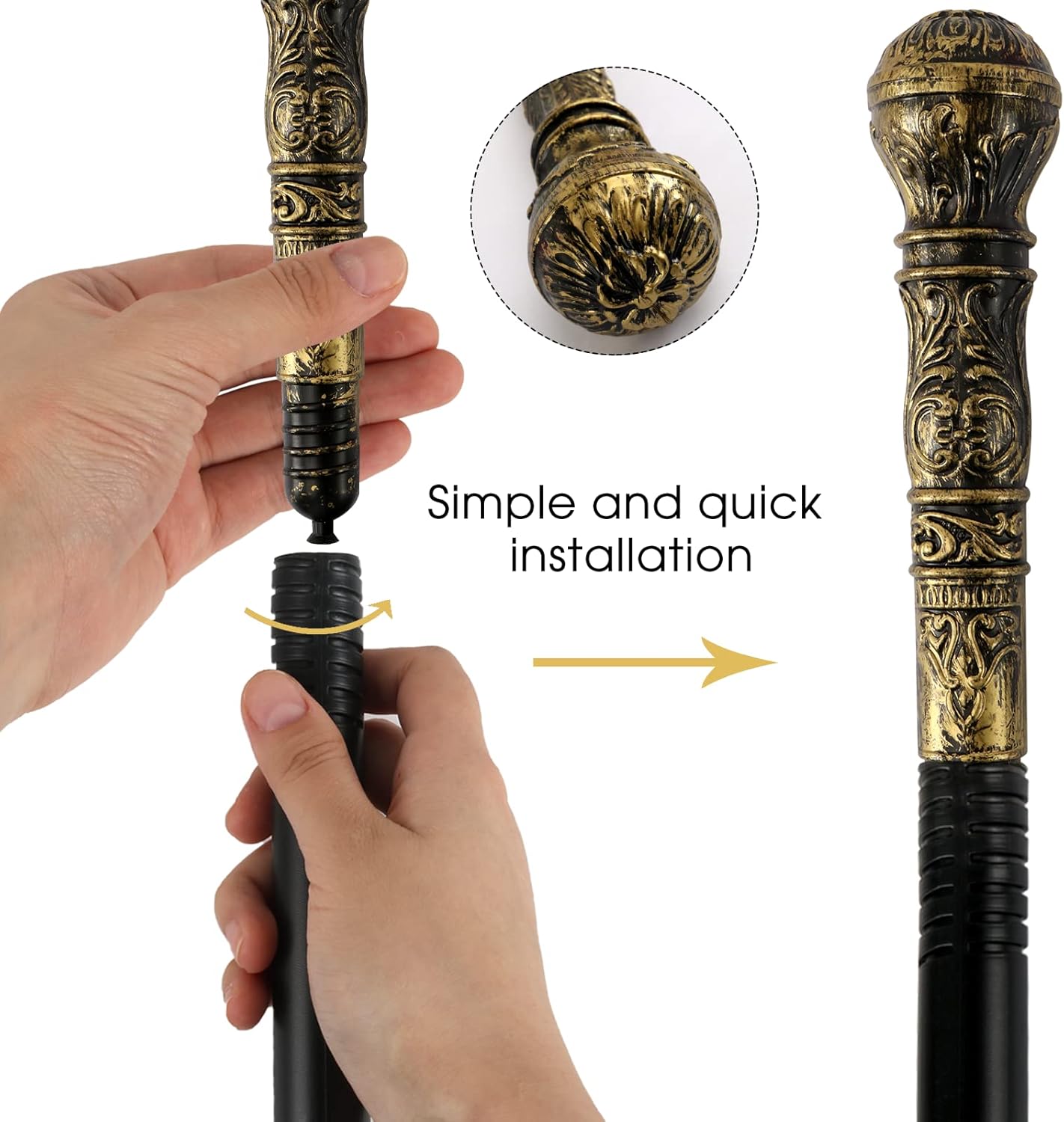 Lucleag 2PCS Gold Vintage and Silver Vintage Walking Canes, Halloween Party Theme Party Supplies, Halloween King Cosplay Prop Costume Accessories, Halloween Prop Stick Pimp Canes for Adults Kids : Clothing, Shoes & Jewelry