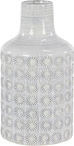 CosmoLiving by Cosmopolitan Jarrón decorativo de cerámica de porcelana para centro de mesa, florero para decoración del hogar, 8 x 8 x 14 pulgadas,