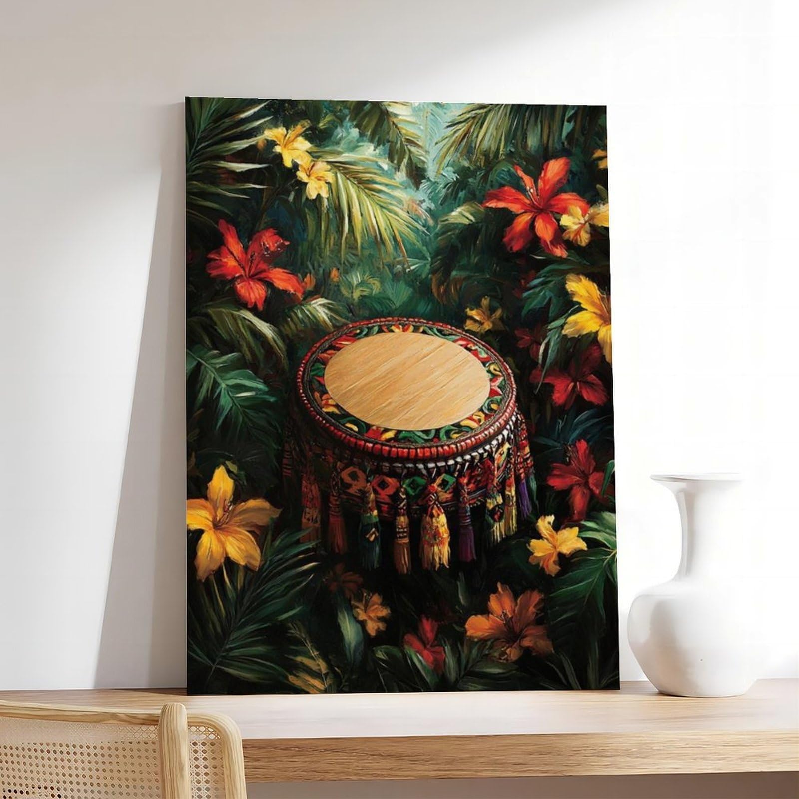 LXWNZE Poster su tela artistica da parete con tamburello rastafariano, stampa artistica da parete, dipinti per soggiorno e camera da letto, 61 cm di lunghezza x 91,4 cm di larghezza