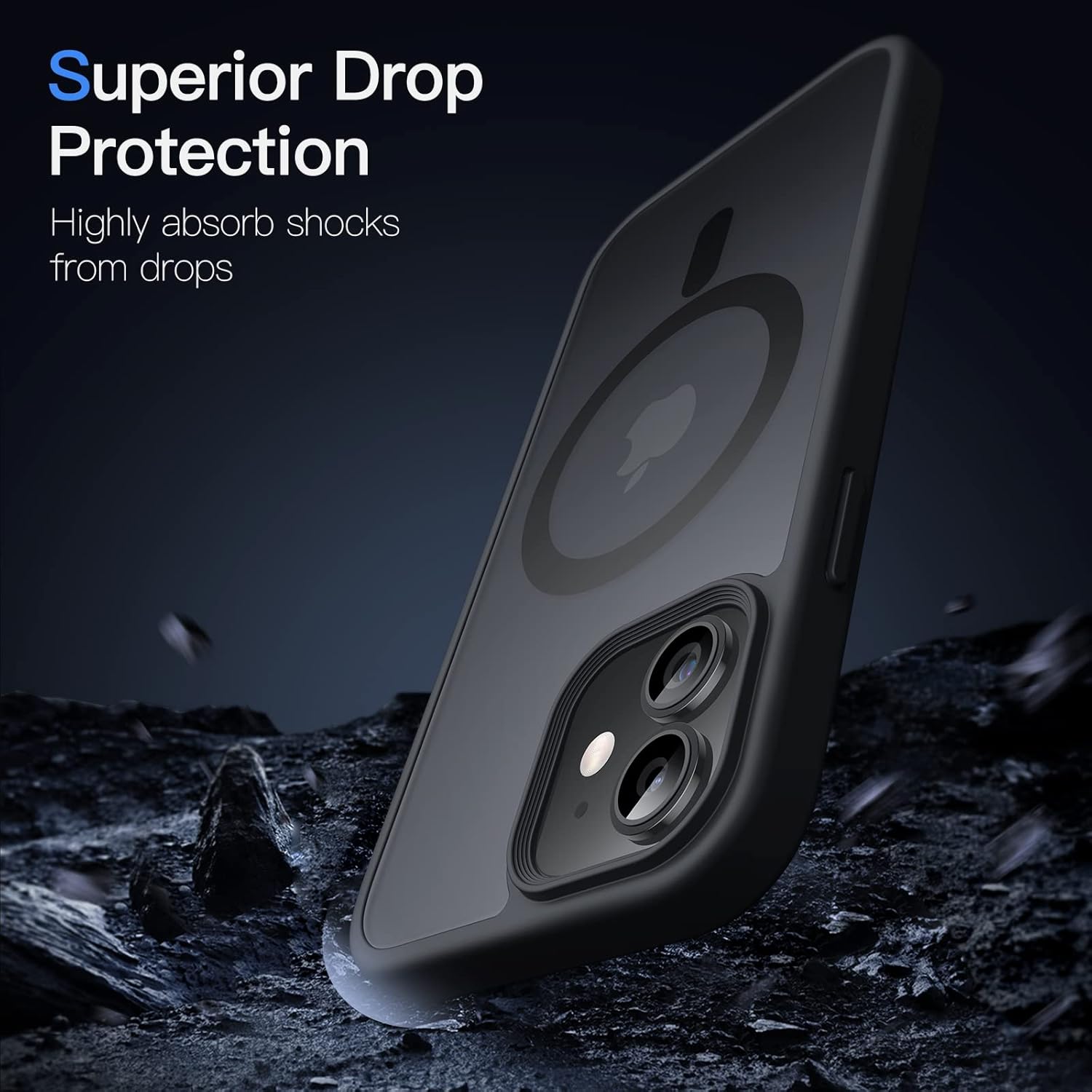 JETech Magnetic Case for iPhone 12/12 Pro 6.1-Inch Compatible with MagSafe, Translucent Matte Back Slim Shockproof Phone Cover (Black) - Image 5