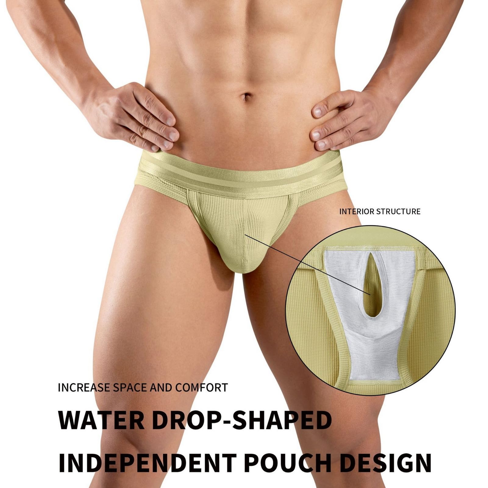 Ropa interior sexy transpirable para hombre, ropa interior con bolsa de separación