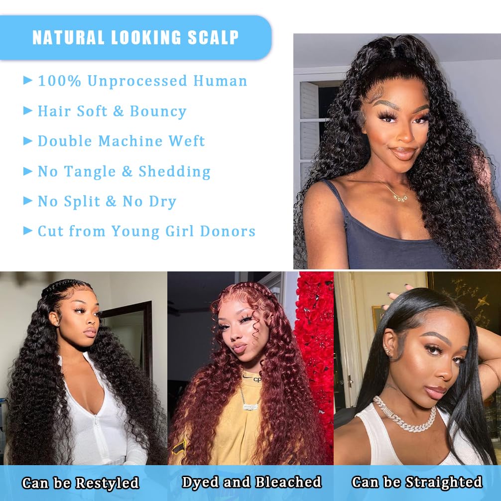 14A Deep Wave Bundles Human Hair 20 22 24 26 Inch, Full and Silky 100% Unprocessed Brazilian Virgin Human Hair Extensions Natural Black (Deep Wave Bundles, 20 22 24 26)