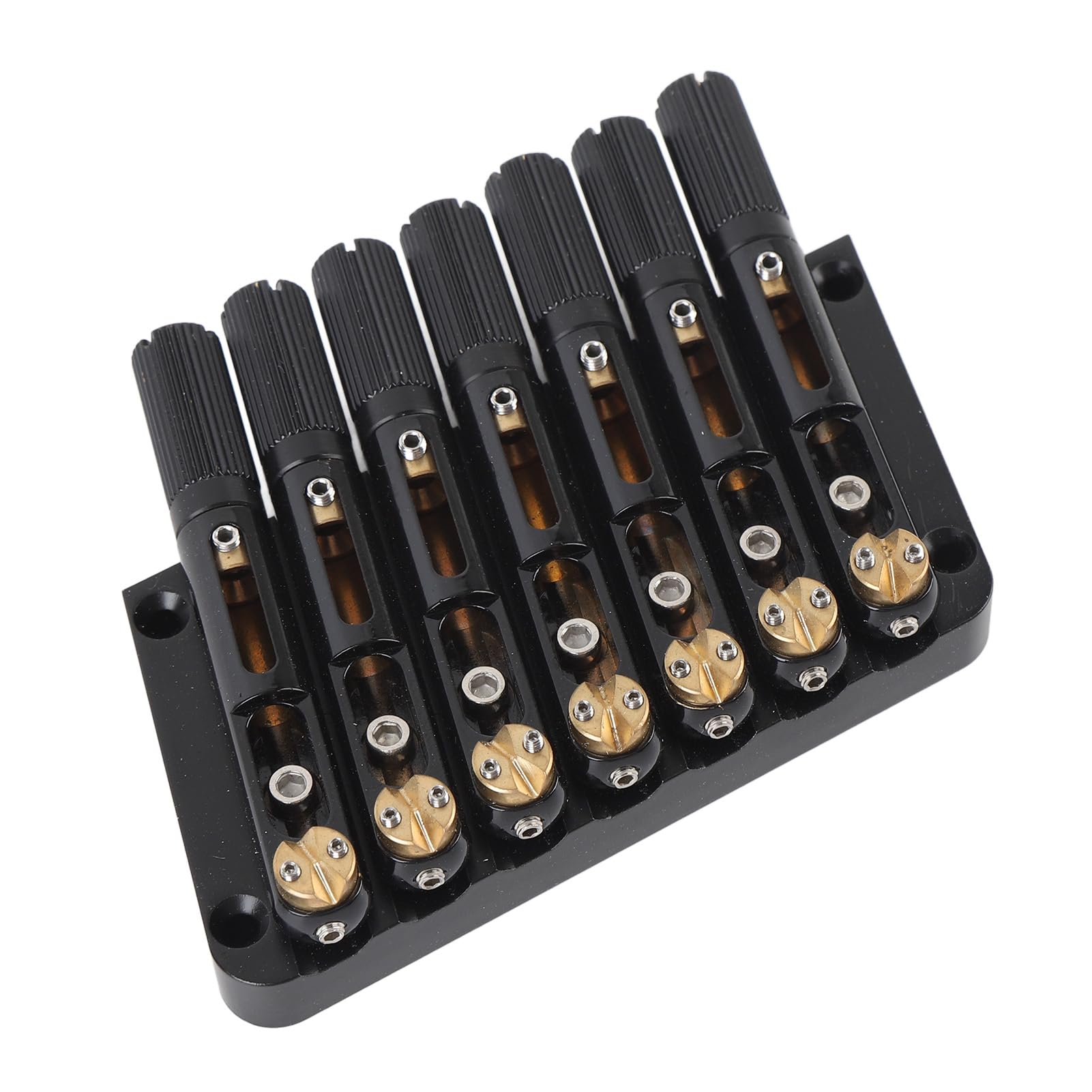 POENVFPO Sostituzione di Ponte di Chitarra Senza Testa, 7 Corde in Acciaio Legato e Ottone, Qualità Tonale e Suono Migliorata per Chitarra Elettrica (GA1127)