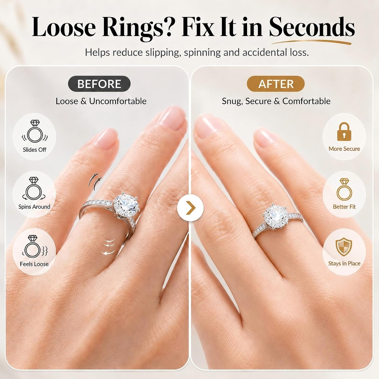 Ring Sizer Adjuster for Loose Rings – 12 Pack Invisible Ring Guards, Clear Ring Size Adjuster for Women & Men, Reduce Ring Size 0.5-1.5, Fits Bands Wide Up to 6mm/0.24inch | Comfortable Ring Size Reducer Inserts for Women Men Jewelry