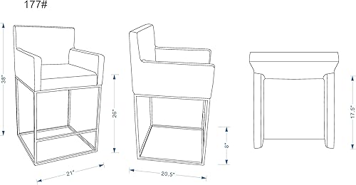 Miniatura 3 de Manhattan Comfort Ambassador Taburete de bar de 38 pulgadas de altura de mostrador, tapicería de piel sintética, moderno de mediados de siglo, marco