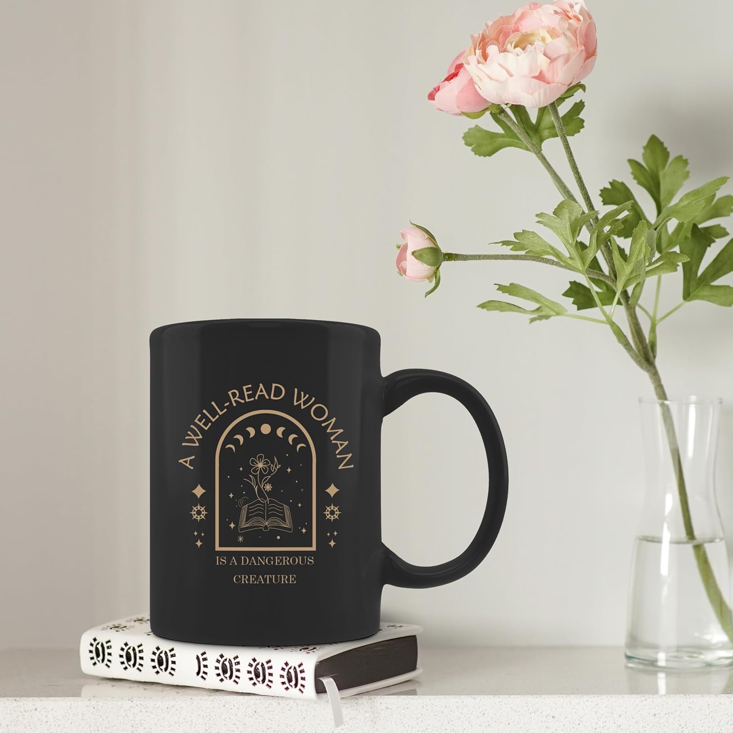 Book Lovers Coffee Mug - Ceramic Reading Mug Gifts, Book Club Librarian Coffee Cup 11oz, Black - Image 2