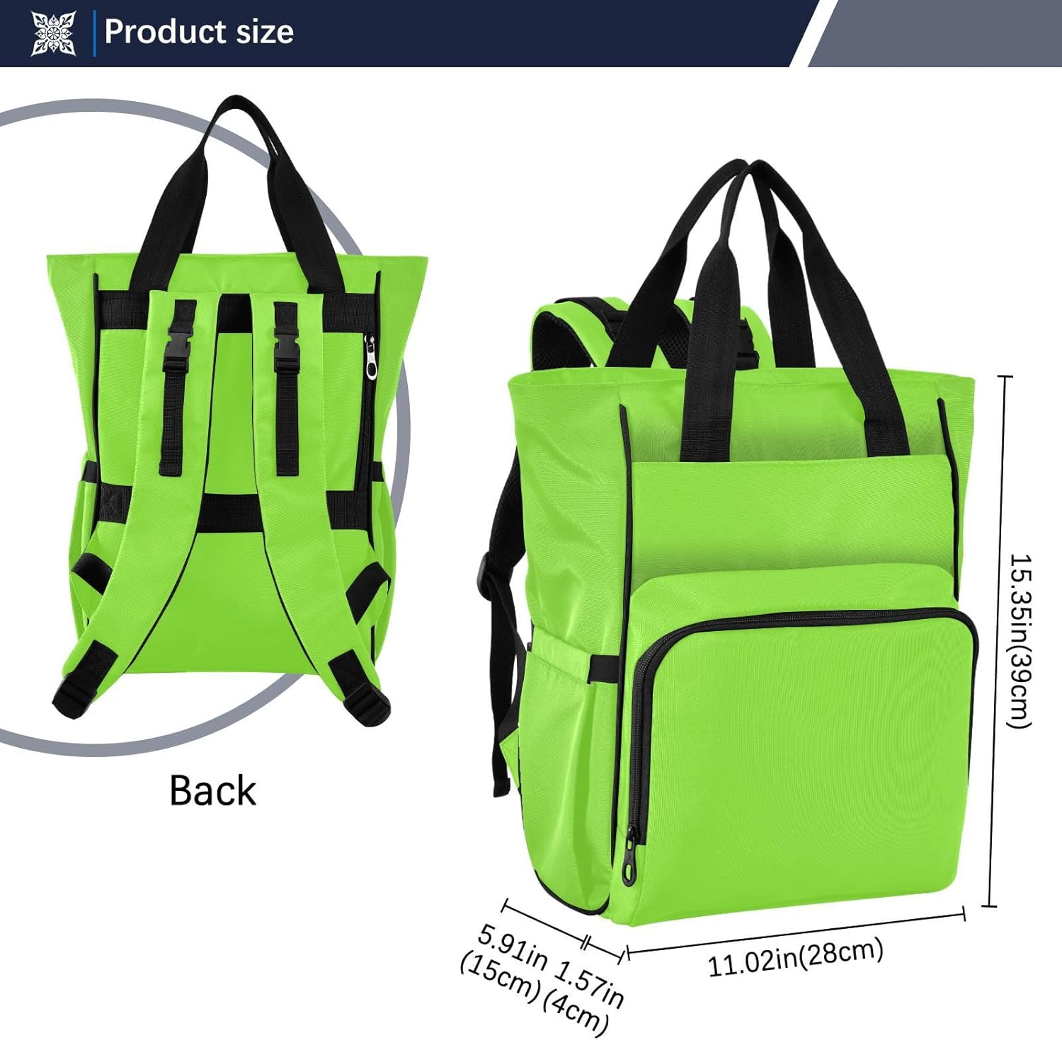 Fluorescent Green Diaper Bag Backpack for Baby Boys Girls Baby Essentials Travel Tote with Stroller Straps & Bottle Storage Baby Diaper Bag for Baby Shower Gifts Moms Dads Traveling Shopping Hiking