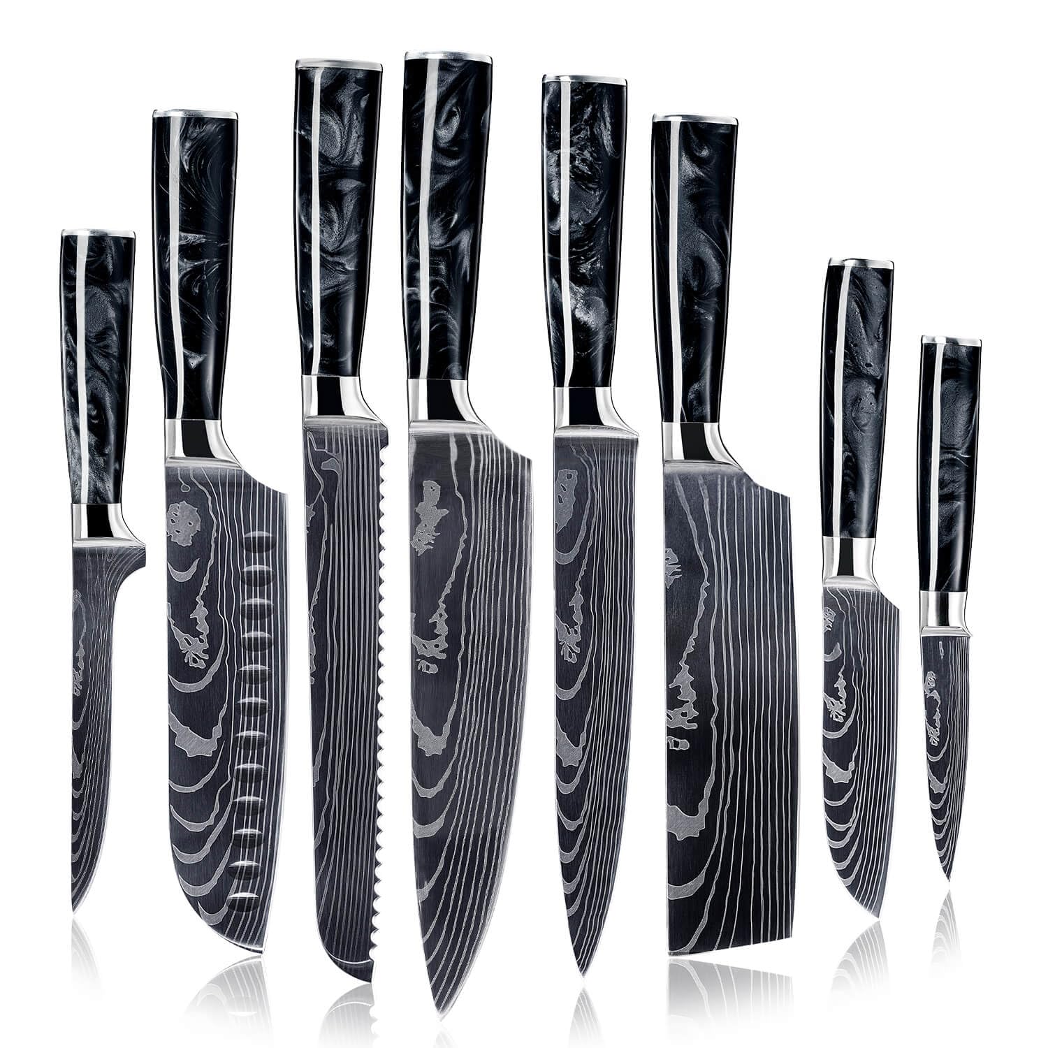 Amazon.com: SENKEN 8-Piece Japanese Knife Set with Black Resin 