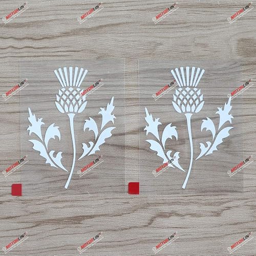 2X White 6'' Thistle Scottish Flower Decal Sticker Scotland Car Vinyl Style a