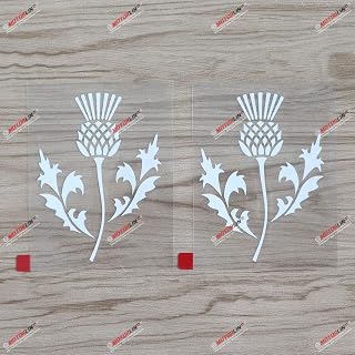 2X White 6'' Thistle Scottish Flower Decal Sticker Scotland Car Vinyl Style a