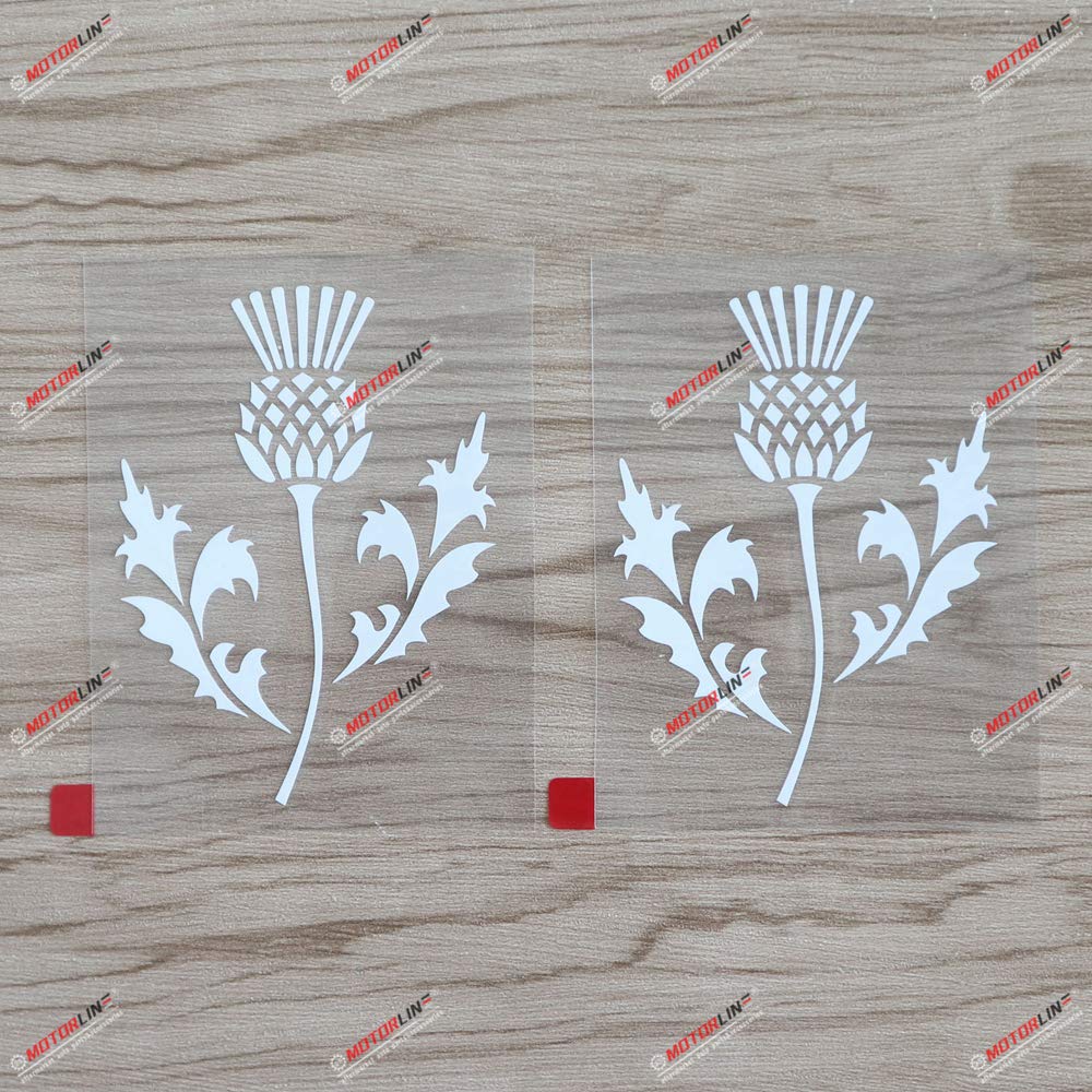 3S MOTORLINE 2X White 4'' Thistle Scottish Flower Decal Sticker Scotland Car Computer Phone Vinyl Style a