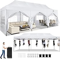 Vista 33 de COBIZI toldo emergente de 10x20 pies, resistente, con 6 paredes laterales, fácil de montar, para eventos comerciales al aire libre, 100%