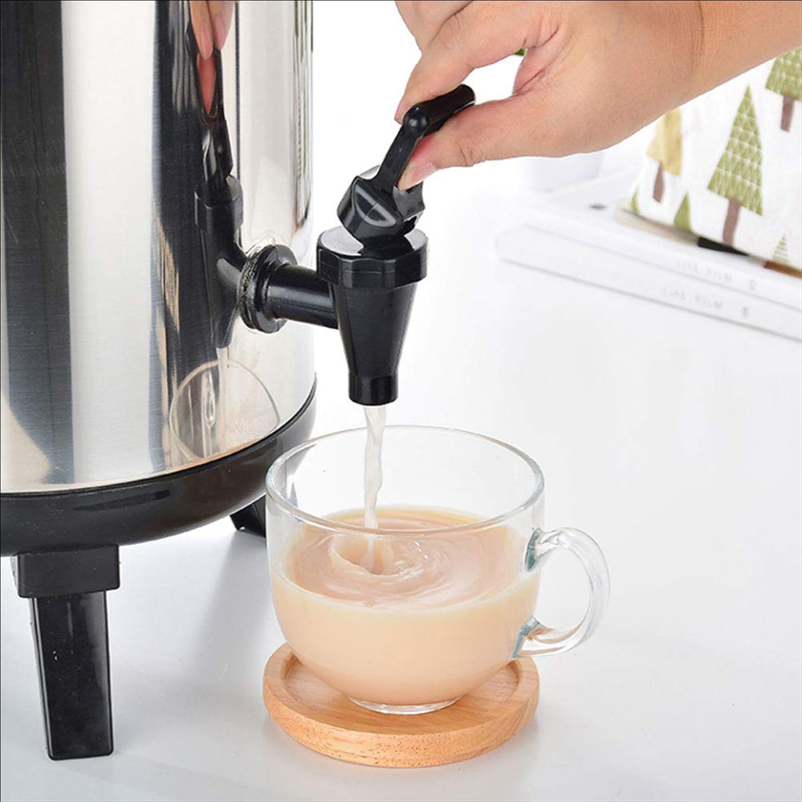 Distributeur d'eau Chaude Et De Boissons avec Robinet, Grande Cafetière Professionnelle en Acier Inoxydable, Seau Isotherme pour Fêtes, Buffets, Hôtels, 8 L