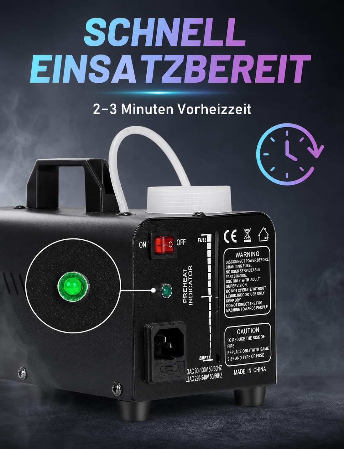 TAKRINK 900W Nebelmaschine Rauchmaschine Nebel Maschine 16 Farben RGB Lichteffekt Mini Nebelmaschine mit Fernbedienung für DJ Disco Party, Hochzeiten, Halloween und Bühnenshows(Standard) | 8 LED RGB 16 Farben Rauch Effekt Licht 0,3 L Tank und Fernbedienun