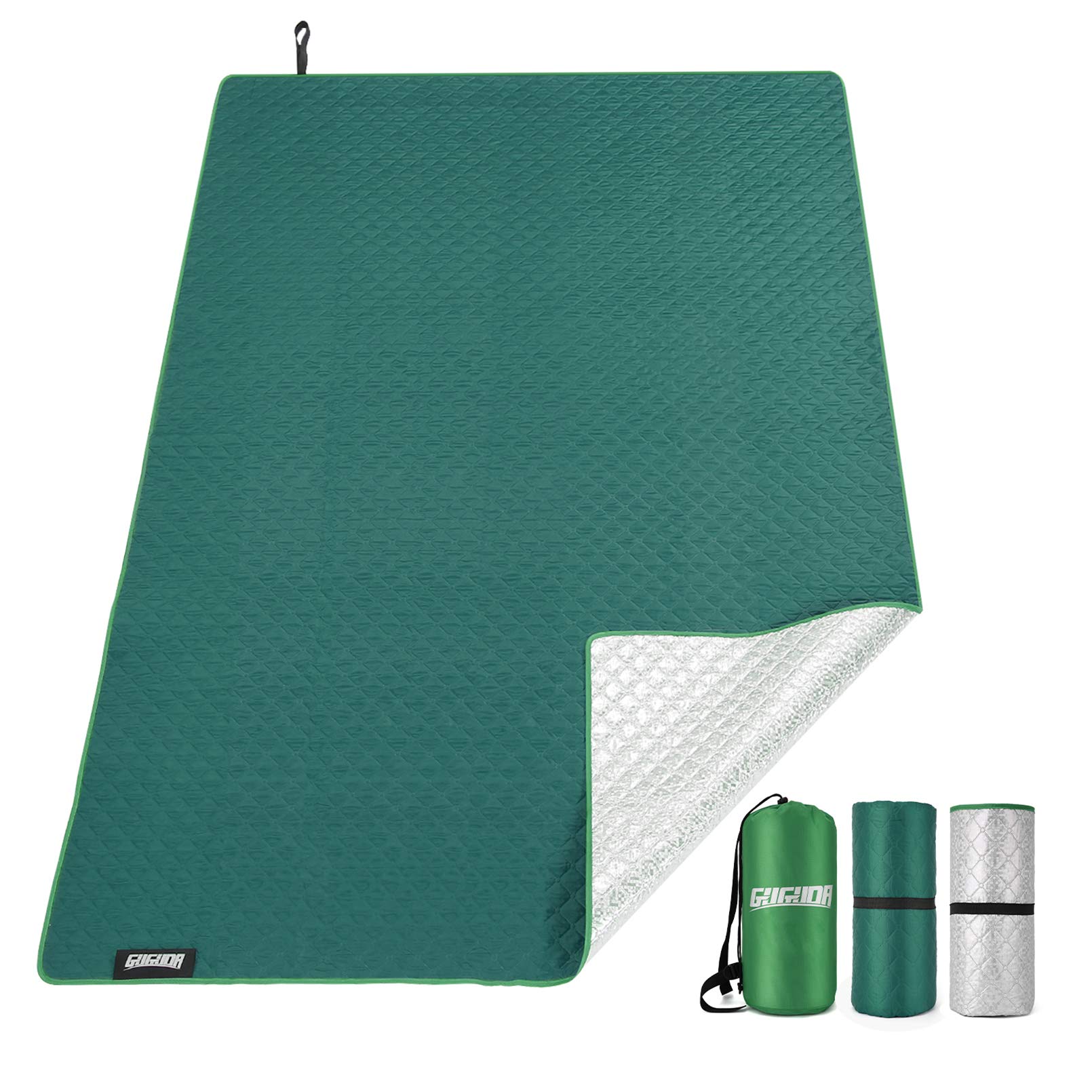 Guguda Picnic Blanket, Machine Washable Large Beach Blanket Sandproof for 4-7 Adults Multifunctional Dual Layers Picnic Mat for Camping, Travel, Hiking, Portable for The Family, Friends, Kids(Green)