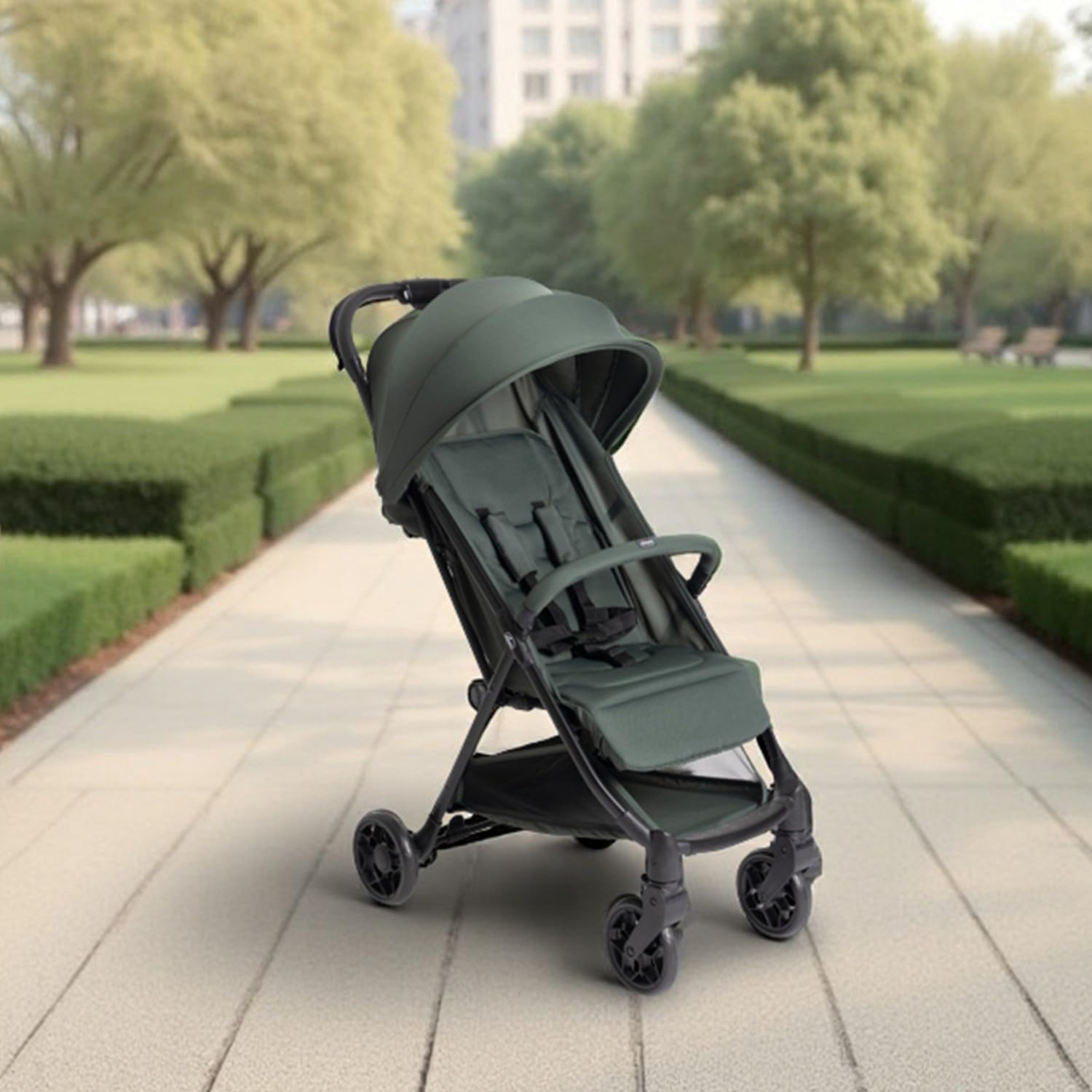 Chicco Urbino, Passeggino 0+ Mesi-22 Kg, Passeggino Leggero con Chiusura Smart e Compatta, Capotte Estensibile con Trattamenti UV50+ Antipioggia, Schienale Reclinabile e Regolabile, Poggiagambe, Verde